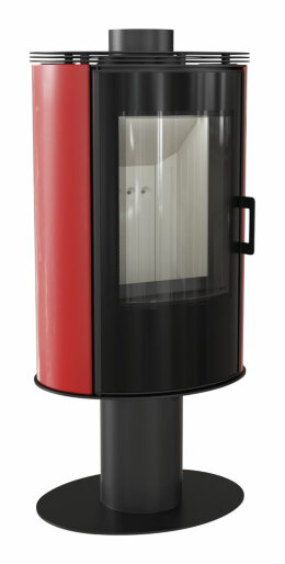 Печь-камин Kratki Koza AB S/N/O/DR GLASS (поворотная, кафель красный)